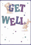 Uplifting and endearing, this get well card brims with the sweet optimism that characterizes De Beauvoir Town's warm community. Two adorable figures-a snuggly teddy bear and a floppy-eared puppy-spring to life on the page, each embracing and balancing the bold, colourful 'Get Well' letters that arch joyfully across a creamy background. Hues of indigo and teal give the text a gentle vibrancy, reminiscent of fresh hyacinths in spring at the local market. Star shapes, shaded in glowing blues and purples, playfully twinkle around the scene, evoking hope's gentle magic. The illustrated fur of both creatures looks strikingly soft and plush, so tangible one can almost feel their soothing hugs. The moment feels as comforting as delivering a hand-arranged bouquet to a nearby flat-filled with light, encouragement, and heartfelt wishes for a swift recovery. Each lovingly crafted detail radiates kind reassurance, echoing the spirit of neighbours ready to support one another in times of need across De Beauvoir Town.